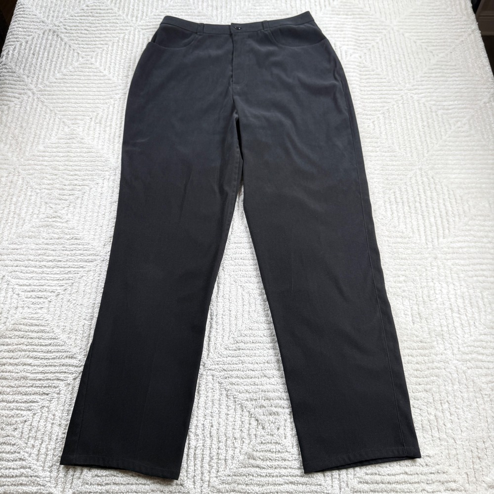 Vintage Talbots Stretch Straight Pants Women 12 Black Career Office Trousers Y2K